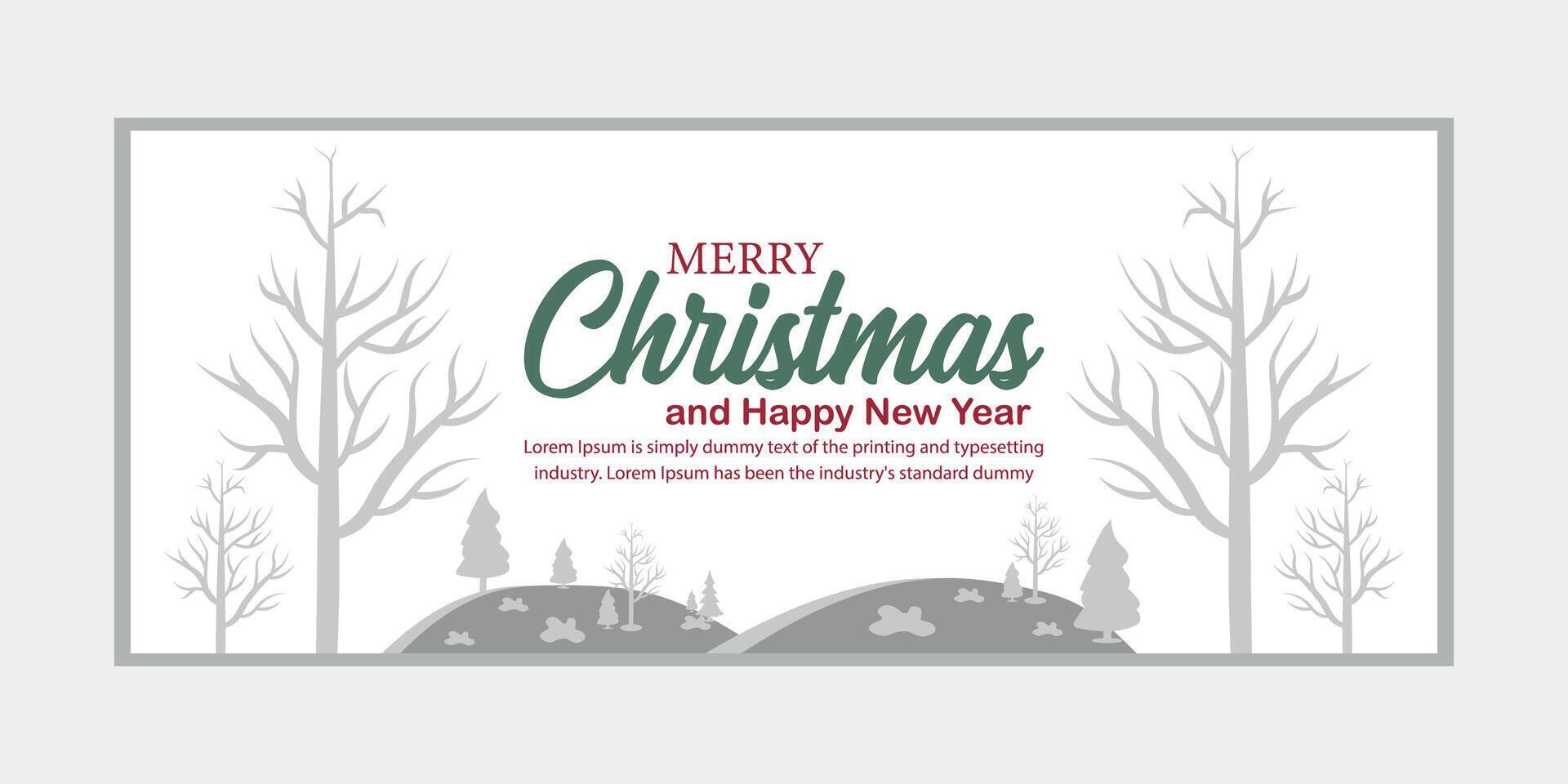 merry christmas banner set and happy new year banner, social media cover and web banner vector