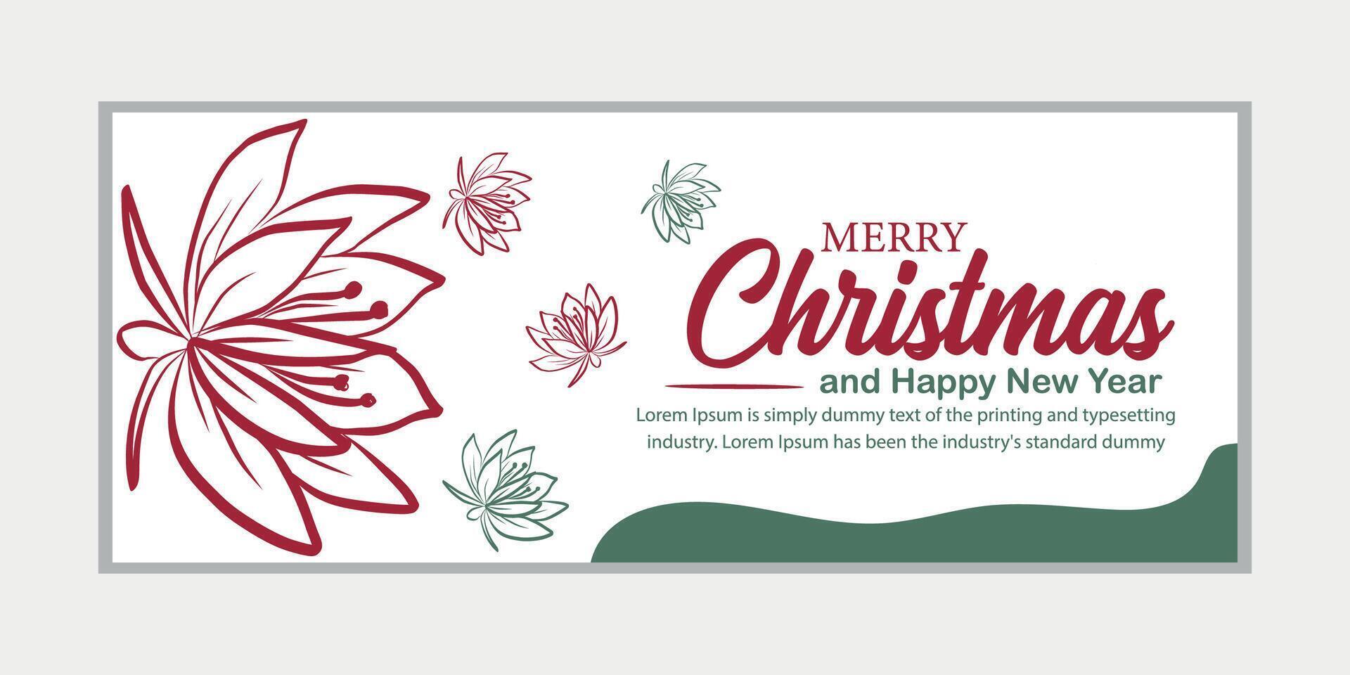 merry christmas banner set and happy new year banner, social media cover and web banner vector