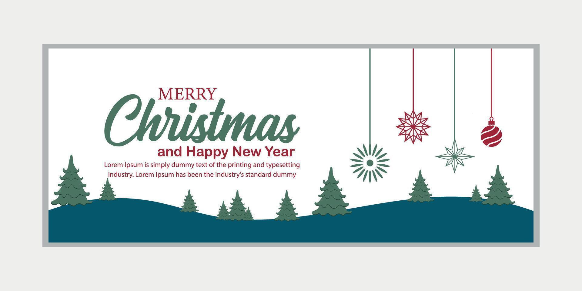 merry christmas banner set and happy new year banner, social media cover and web banner vector