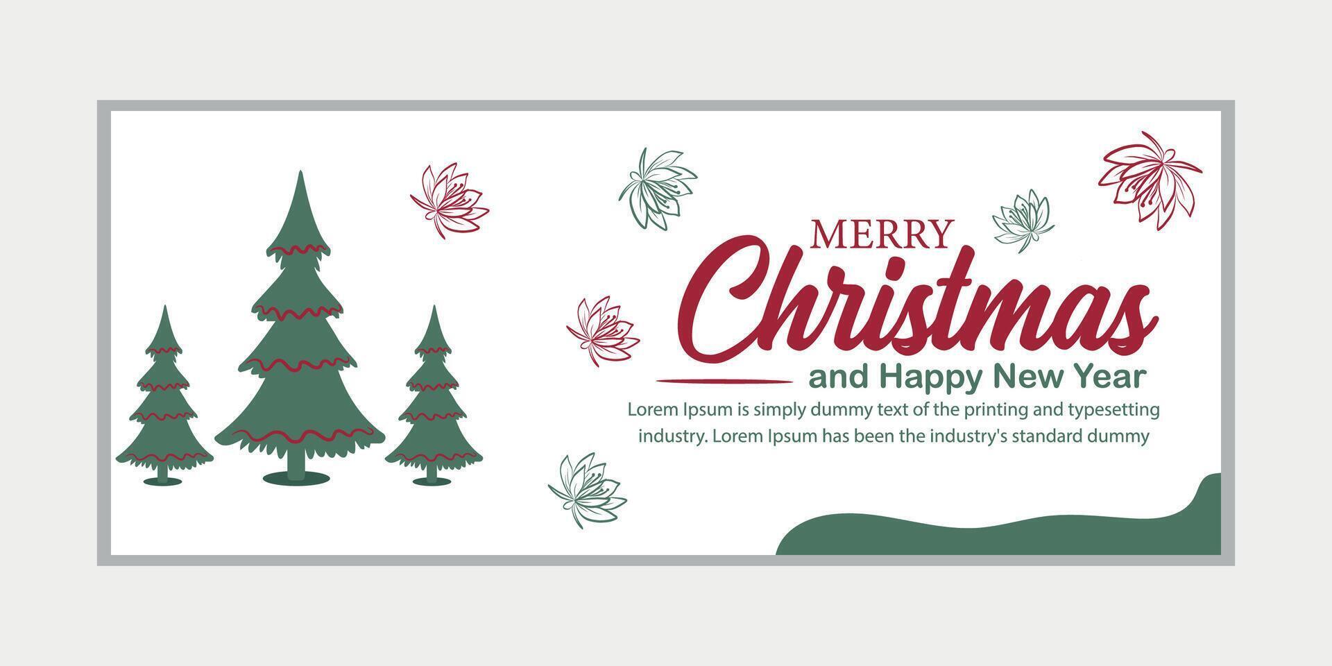 merry christmas banner set and happy new year banner, social media cover and web banner vector