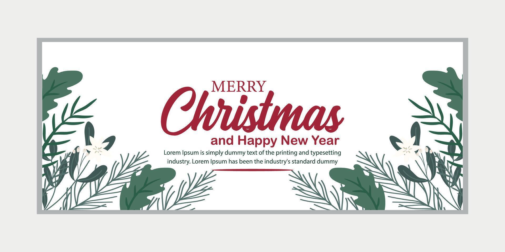 merry christmas banner set and happy new year banner, social media cover and web banner,Merry Christmas design for greeting card, vector