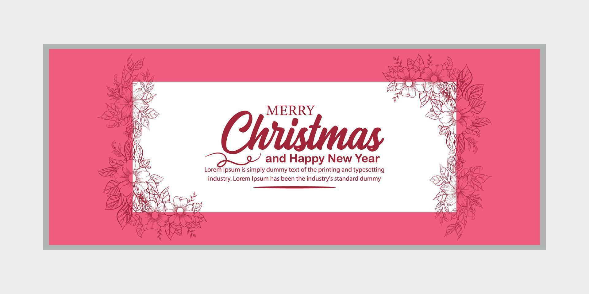 merry christmas banner set and happy new year banner, social media cover and web banner vector