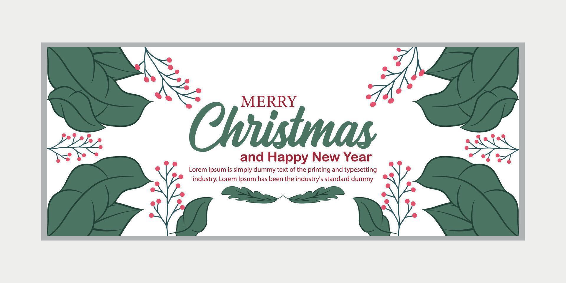 merry christmas banner set and happy new year banner, social media cover and web banner vector