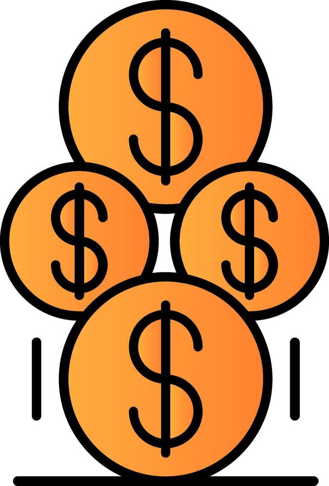 Coins Line Filled Gradient  Icon vector
