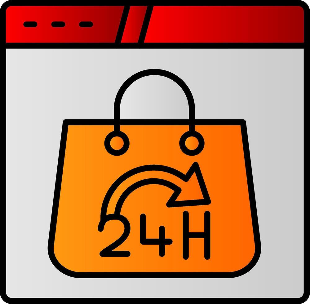 24 Hours Line Filled Gradient  Icon vector