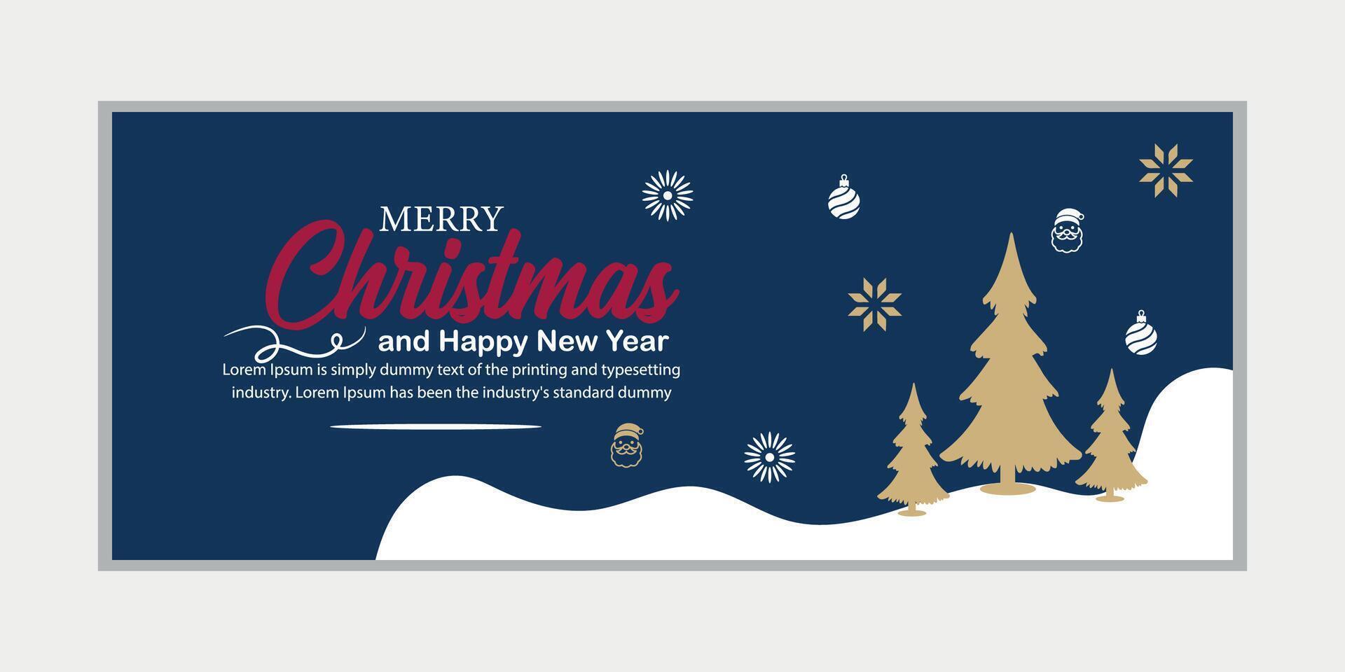 alegre Navidad bandera conjunto y contento nuevo año bandera, social medios de comunicación cubrir y web bandera, feliz Navidad diseño para saludo tarjeta, vector