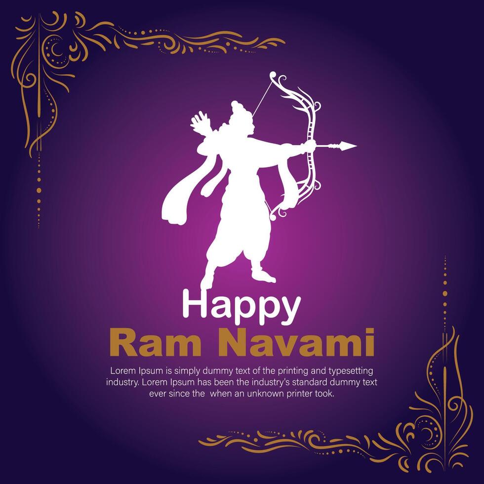 Happy Ram Navami cultural Banner Hindu festival vertical post wishes celebration card Ram Navami celebration background and Ram Navami Greetings Yellow Beige Background vector