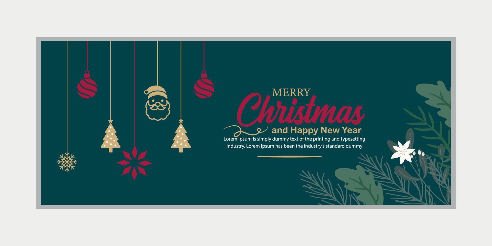 merry christmas banner set and happy new year banner, social media cover and web banner,Merry Christmas design for greeting card, vector