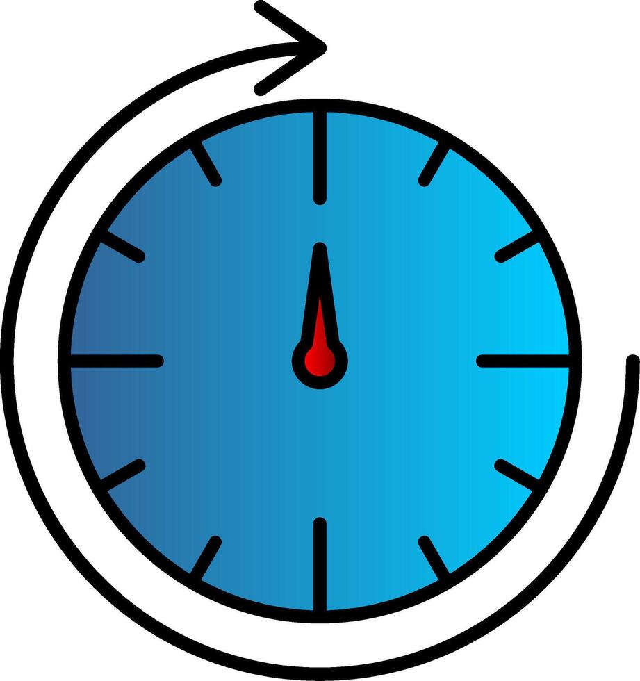 Round Clock Line Filled Gradient  Icon vector