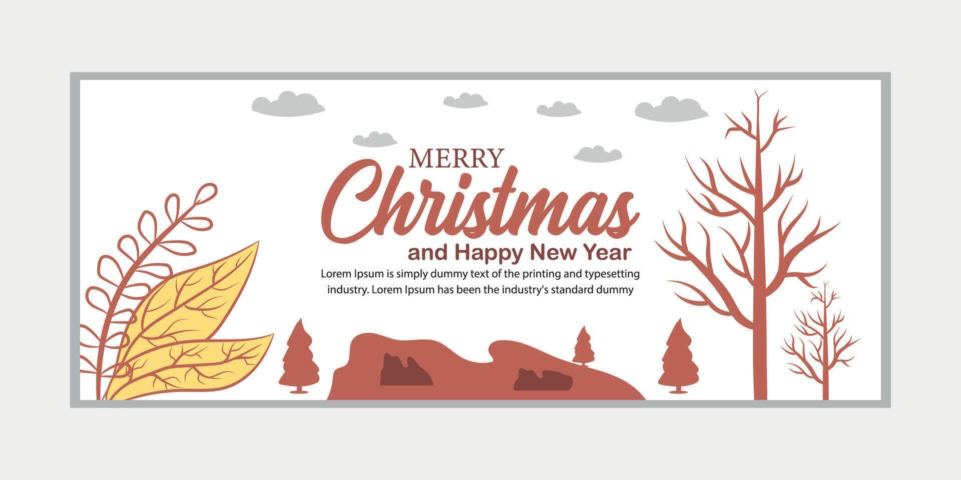 merry christmas banner set and happy new year banner, social media cover and web banner vector