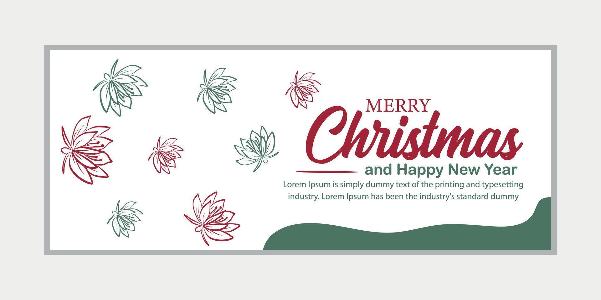 merry christmas banner set and happy new year banner, social media cover and web banner vector