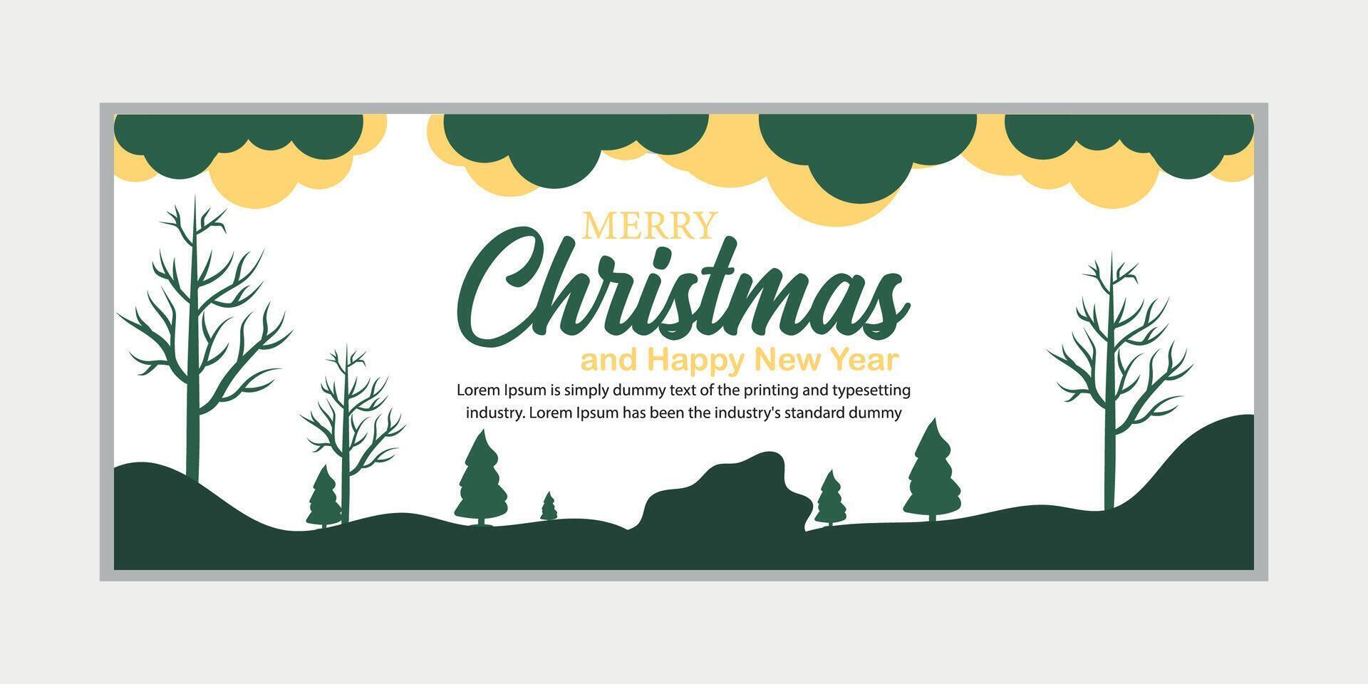 merry christmas banner set and happy new year banner, social media cover and web banner vector