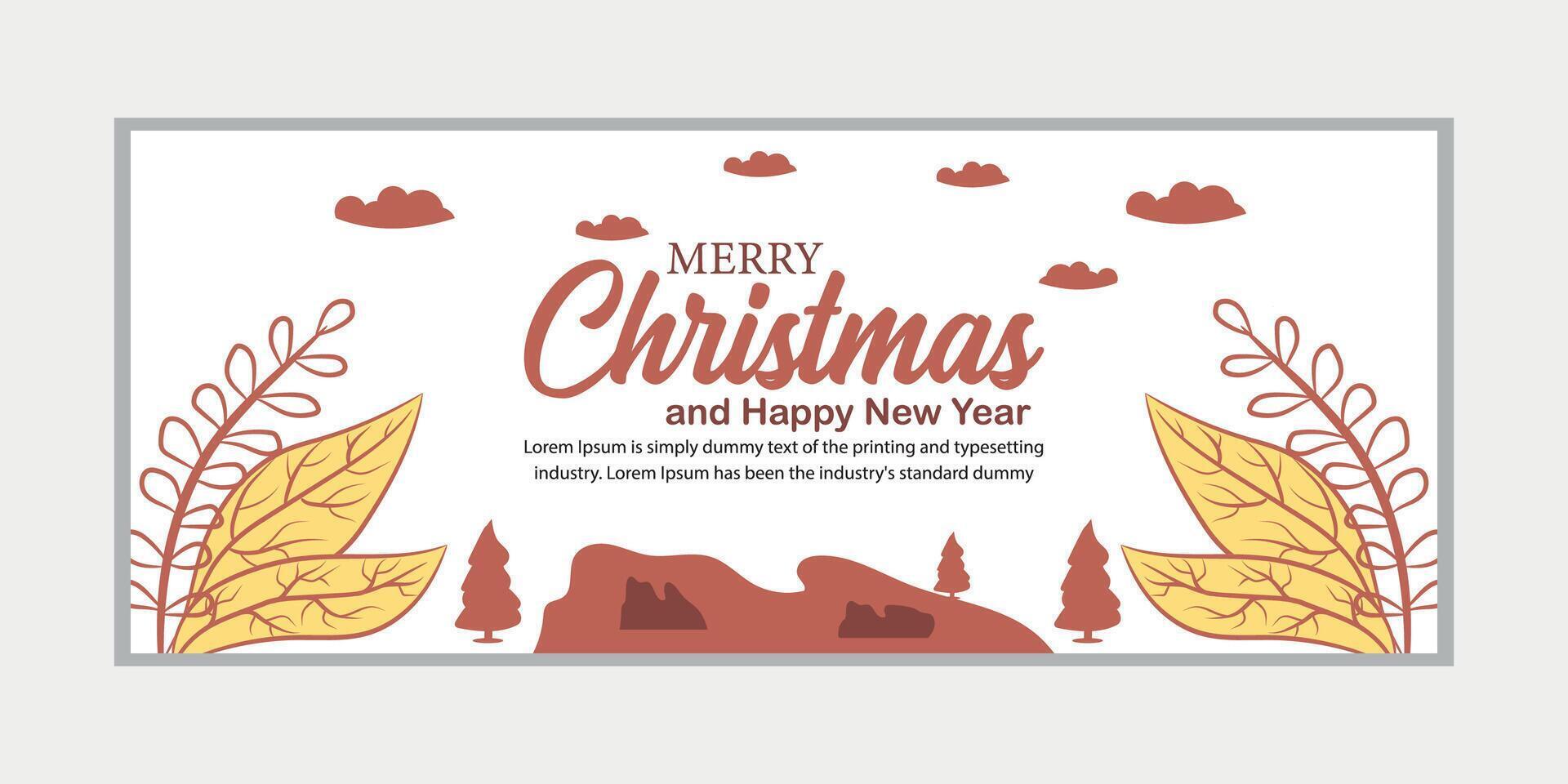 merry christmas banner set and happy new year banner, social media cover and web banner vector