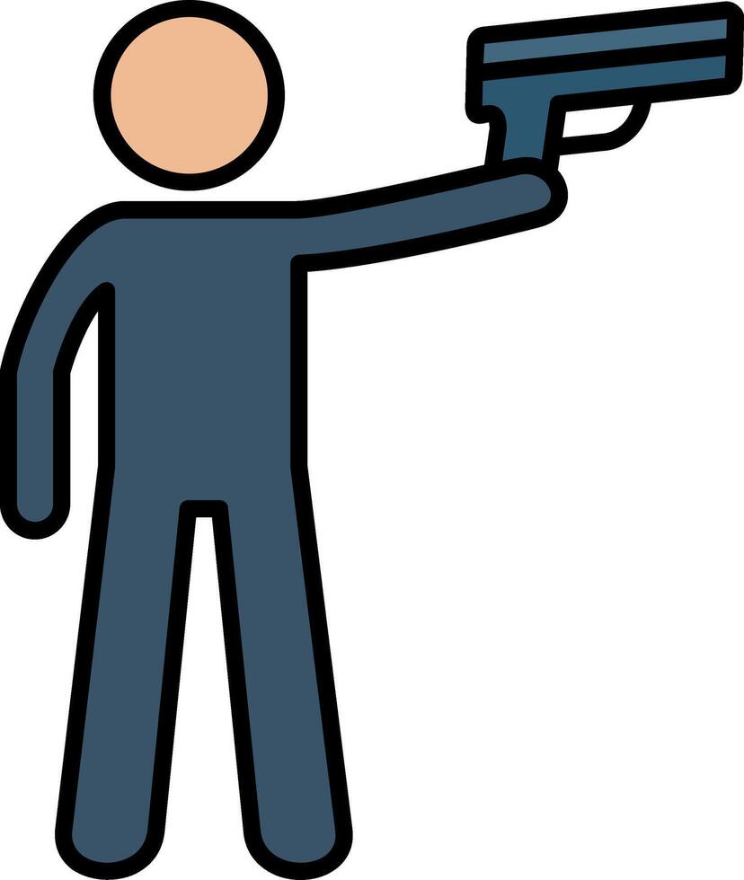Policeman Holding Gun Line Filled Gradient  Icon vector