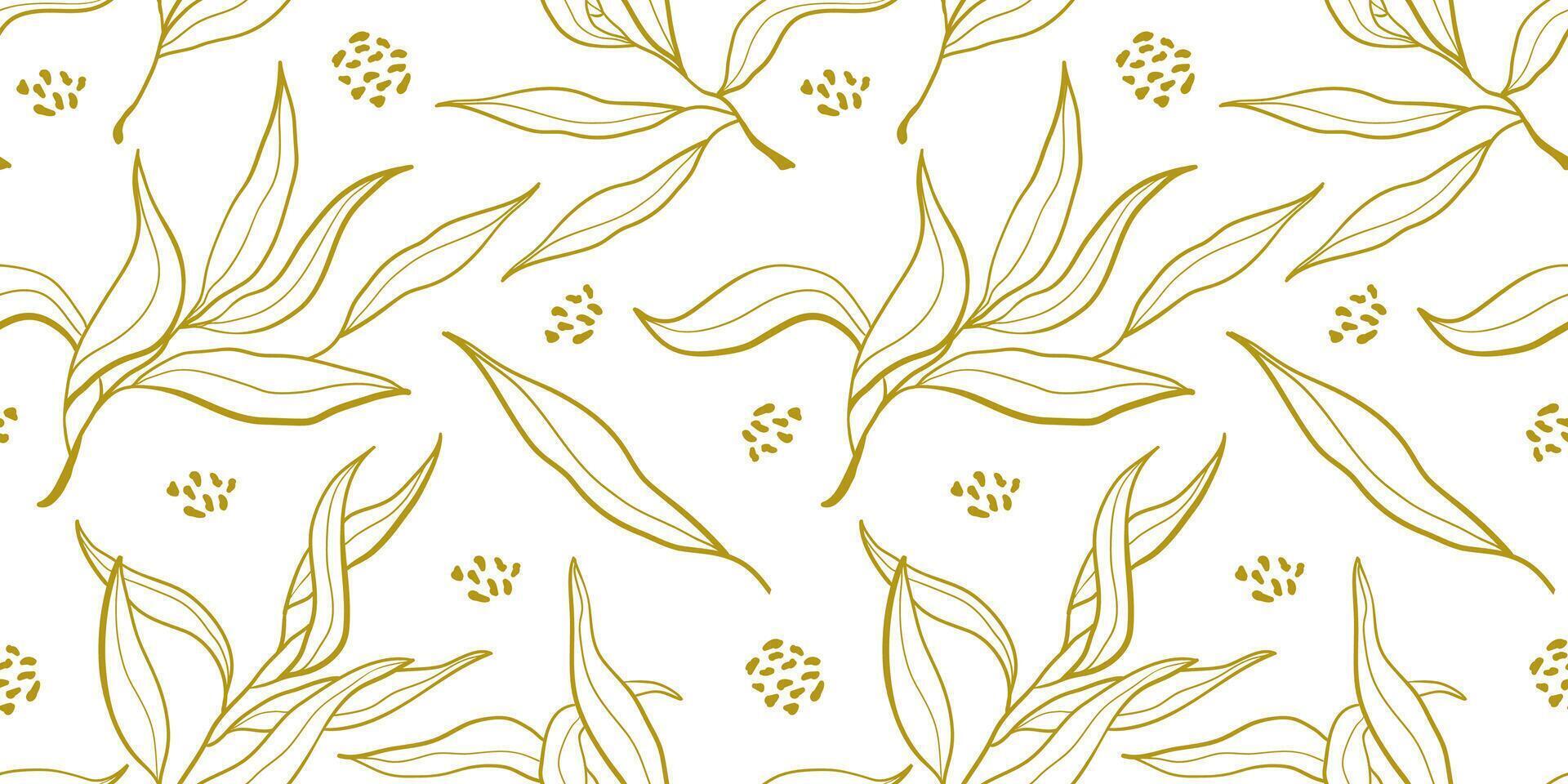 seamless pattern with golden leaves. Vector abstract nature illustration.