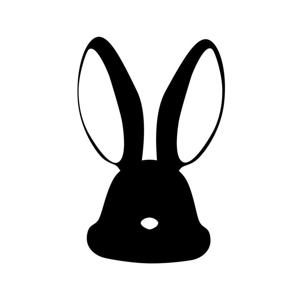 Black rabbit bunny face silhouette icon clipart vector