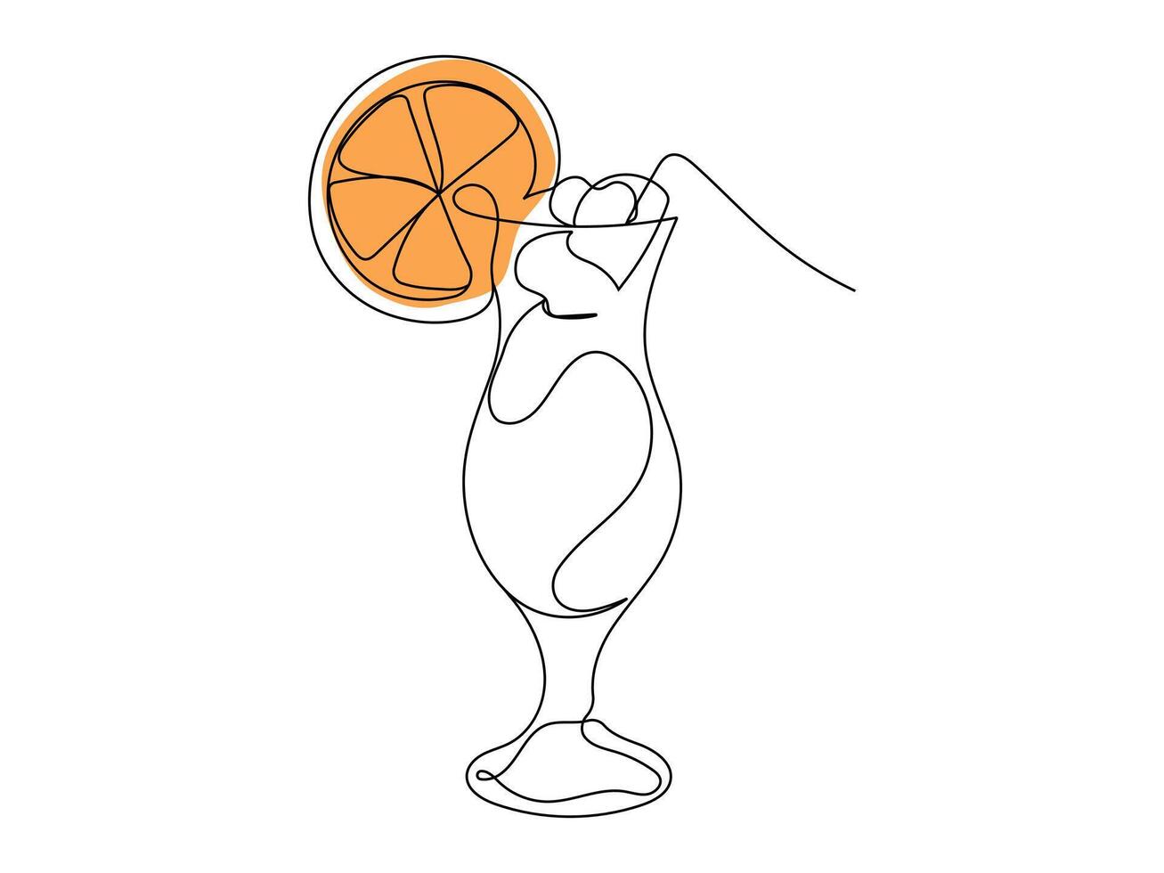 Continuous line beach party cocktail icon isolated. Vector sketch drink illustration.