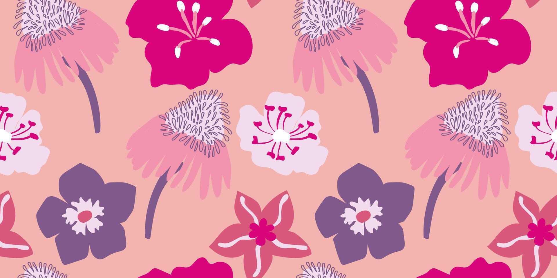 seamless pattern with flowers. Vector hand drawn floral illustration.