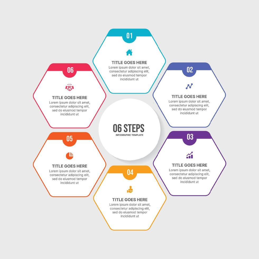 Hexagonal Round Infographic Template Design with 6 Options vector