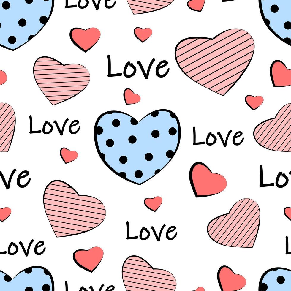 Seamless pattern with hearts on white background vector