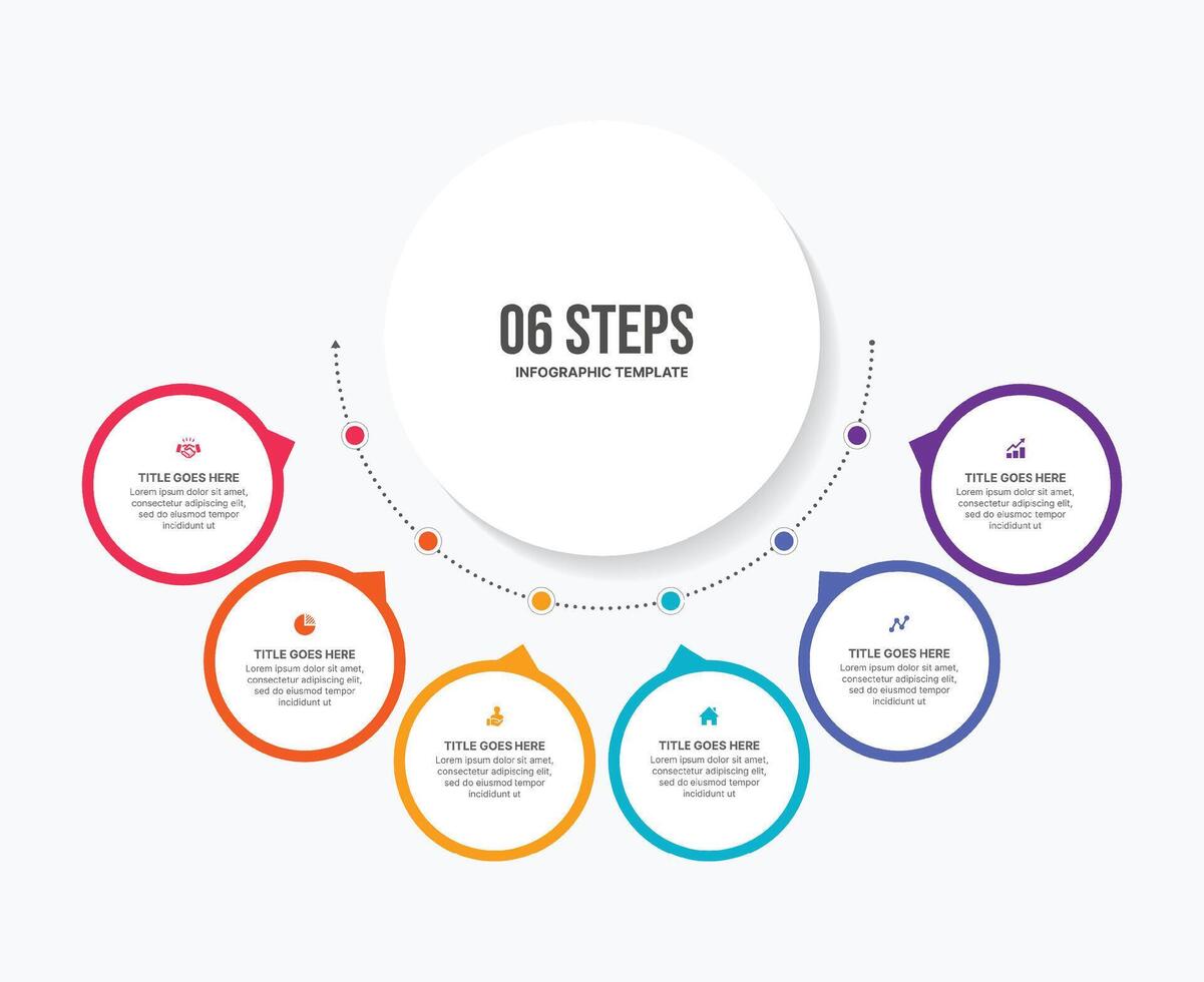 Circular Cycle Round Infographic Template Design with 6 Options vector