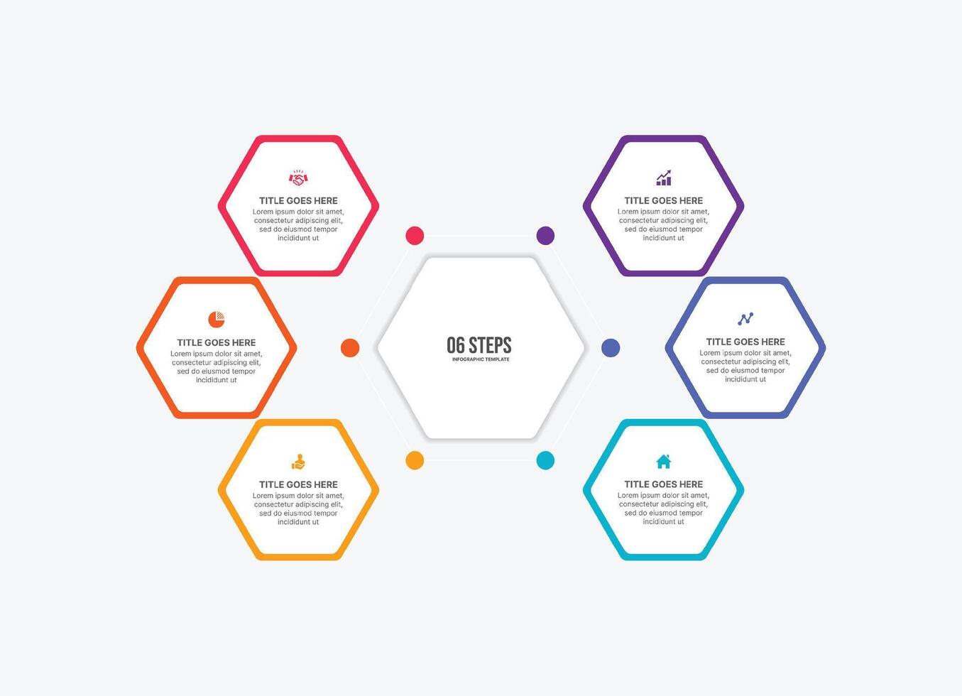 Hexagonal Round Infographic Template Design with 6 Options vector