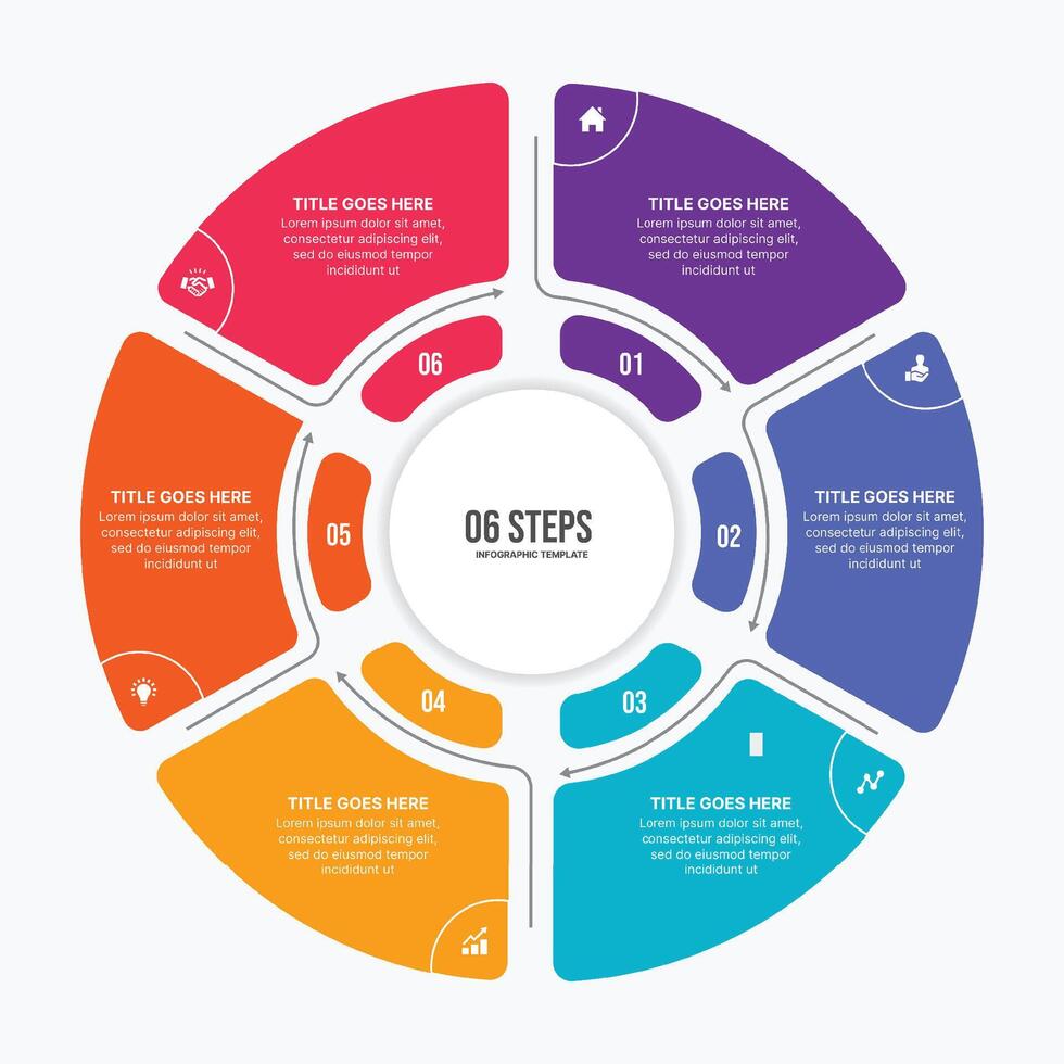 circular ciclo redondo infografía modelo diseño con 6 6 opciones vector