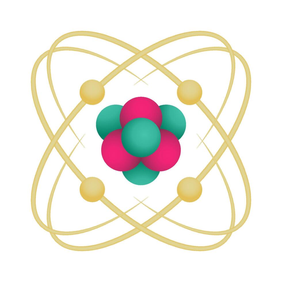 Structure of an atom with protons neutrons and electrons. vector