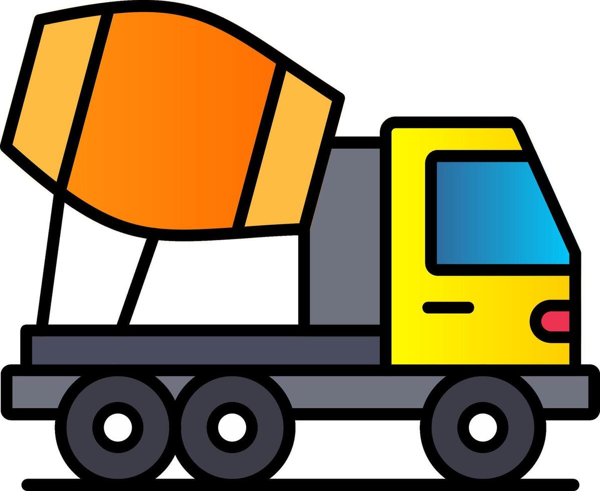 Concrete Mixer Truck Line Filled Gradient  Icon vector