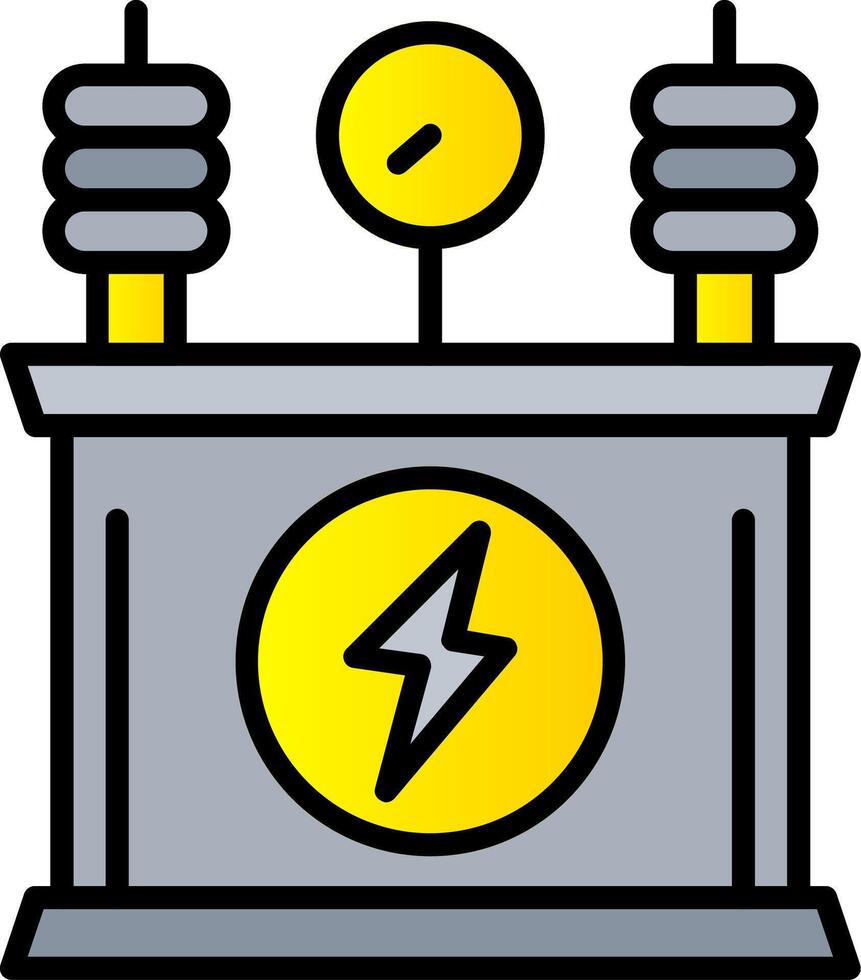 Power Transformer Line Filled Gradient  Icon vector