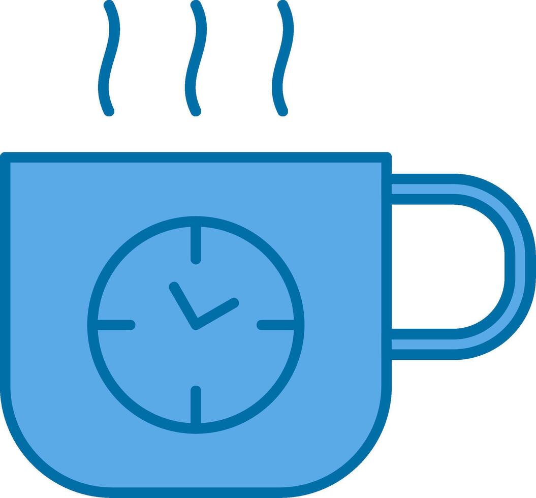 café hora lleno azul icono vector