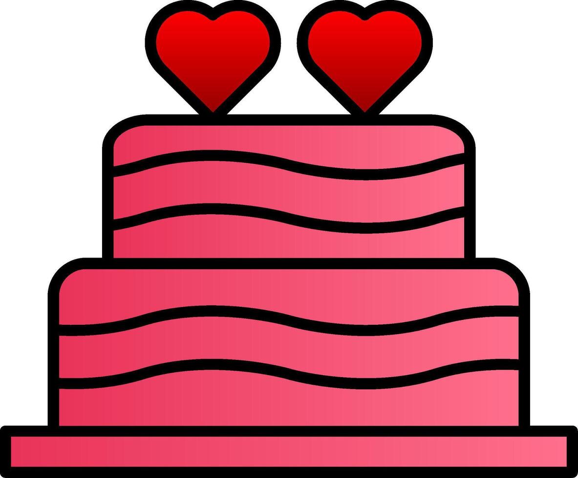 Wedding Cake Line Filled Gradient  Icon vector