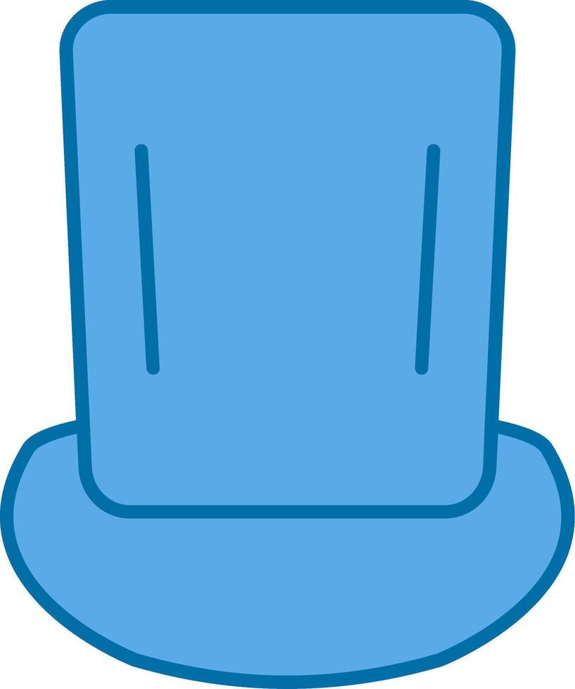 parte superior sombrero lleno azul icono vector