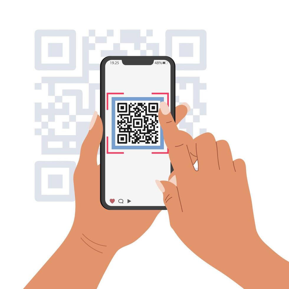 QR code mobile phone scan on screen. Business and technology concept. Illustration. Vector. vector