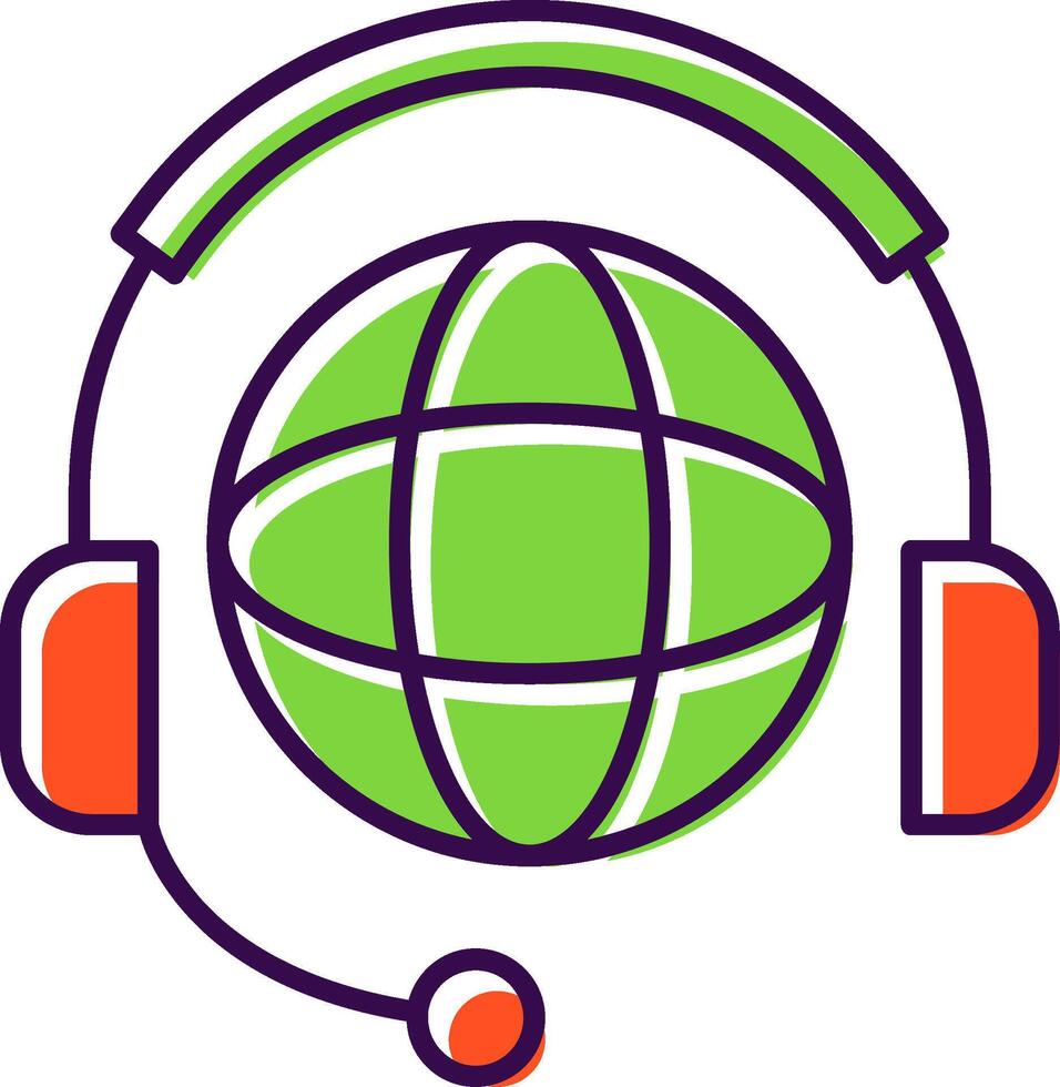 Worldwide Support Filled  Icon vector