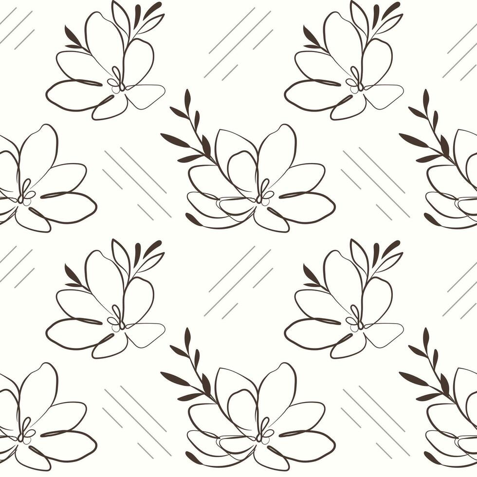 Seamless pattern, contour flowers, leaves and plants in pastel shades. Abstract background for textile, print. Vector