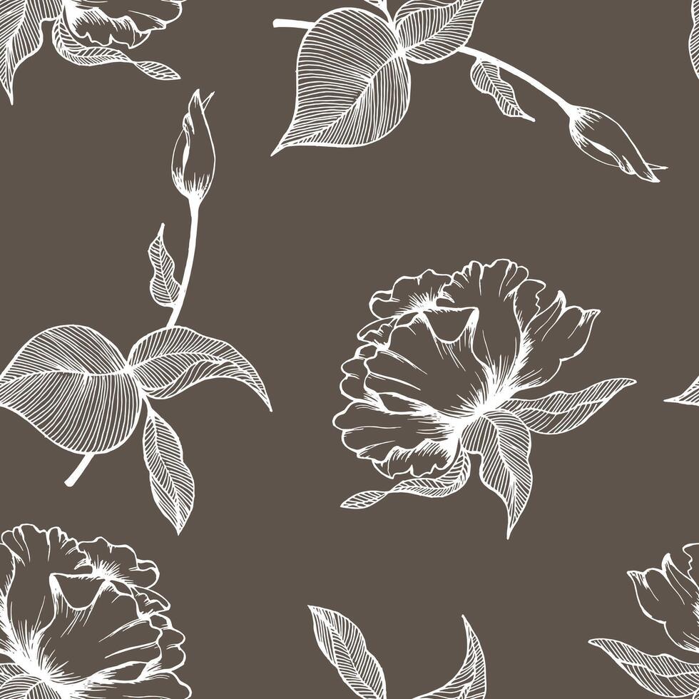 sin costura patrón, contorno flores, hojas y plantas en pastel sombras. resumen antecedentes para textil, impresión. vector