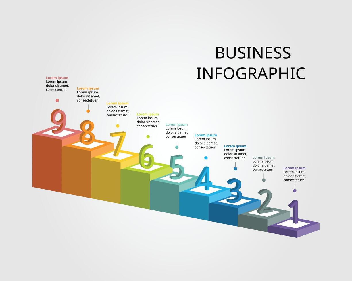 level template for infographic for presentation for 9 element vector