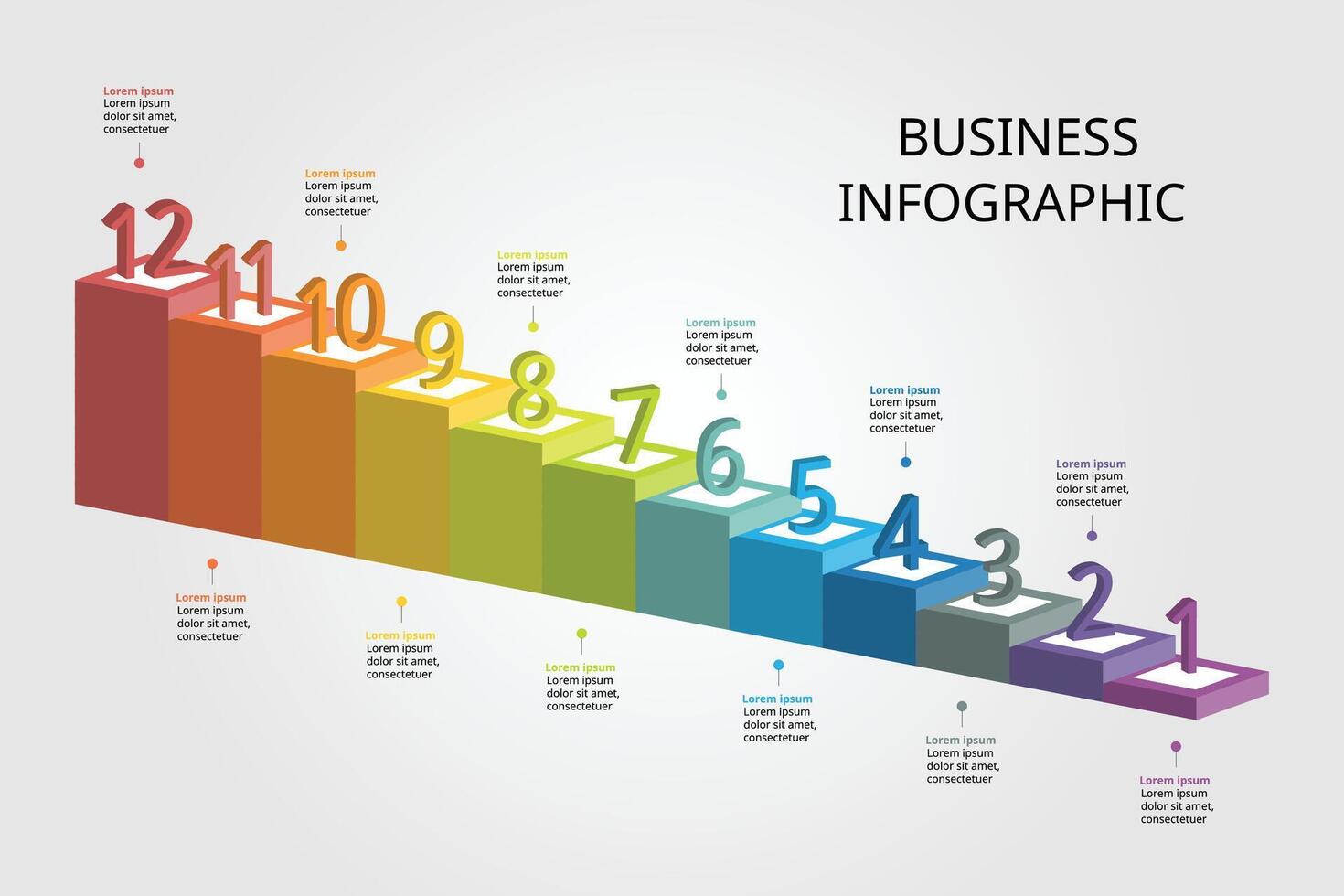 level template for infographic for presentation for 12 element vector