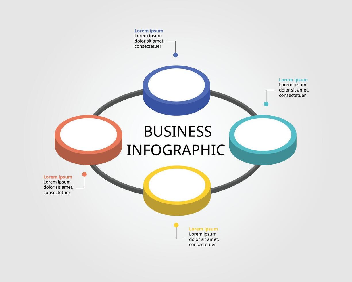 4 4 circulo modelo para infografía para presentación para 4 4 elemento vector