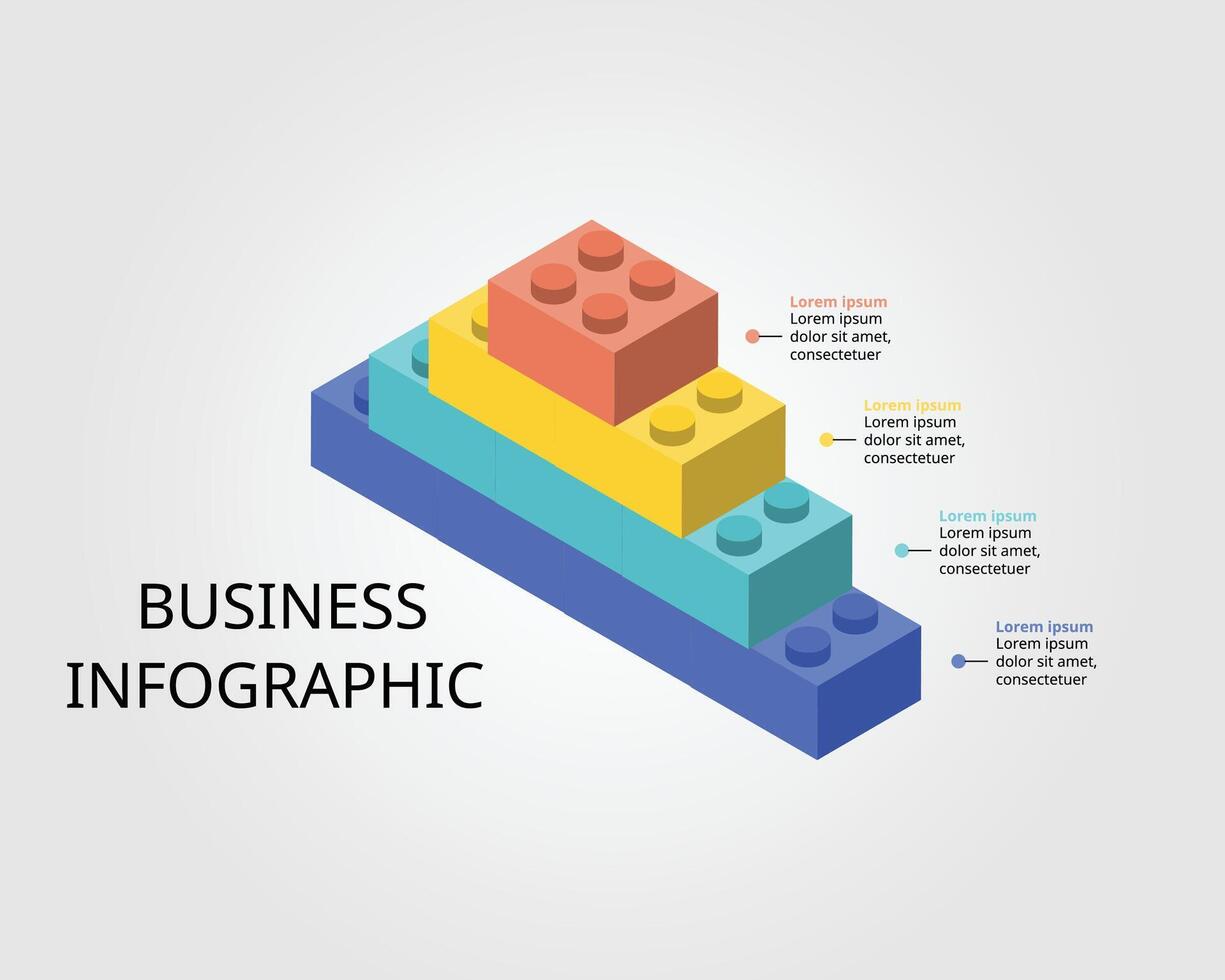 pyramid brick chart template for infographic for presentation for 4 element vector