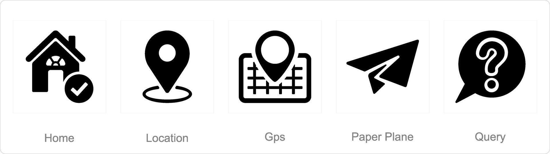 A set of 5 Contact icons as home, location, gps vector