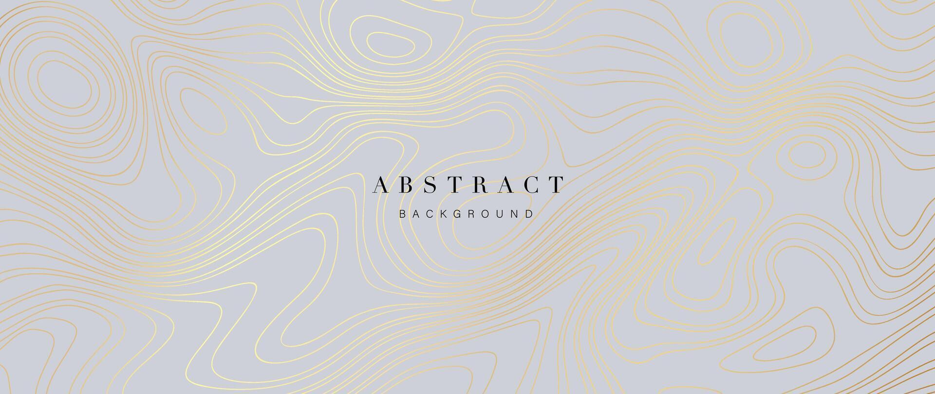 Abstract line art gray background vector. Mountain topographic map wallpaper with gold lines texture. Elegant illustration design for wall arts, fabric , packaging, web, banner. vector