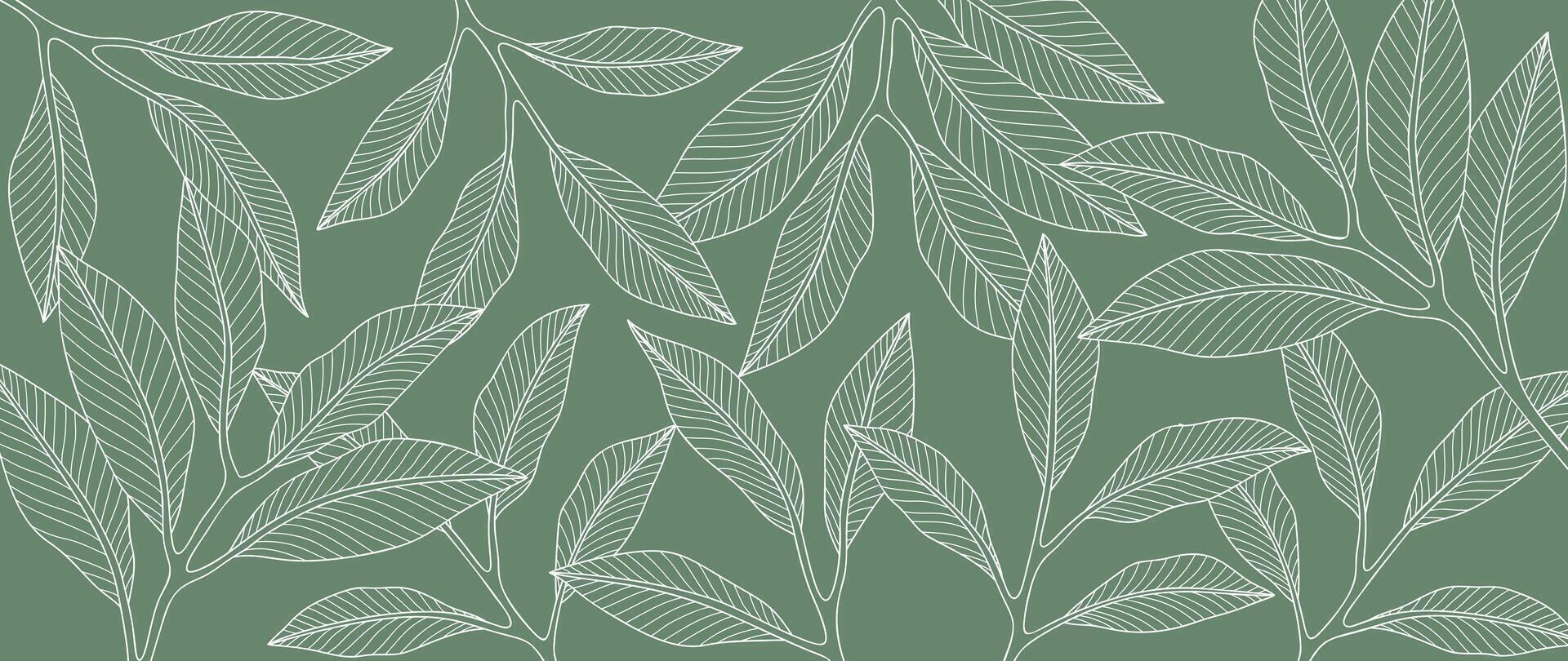 resumen follaje línea Arte vector antecedentes. hoja fondo de pantalla de tropical hojas, hoja rama, plantas en mano dibujado modelo. botánico selva ilustrado para bandera, huellas dactilares, decoración, tela.