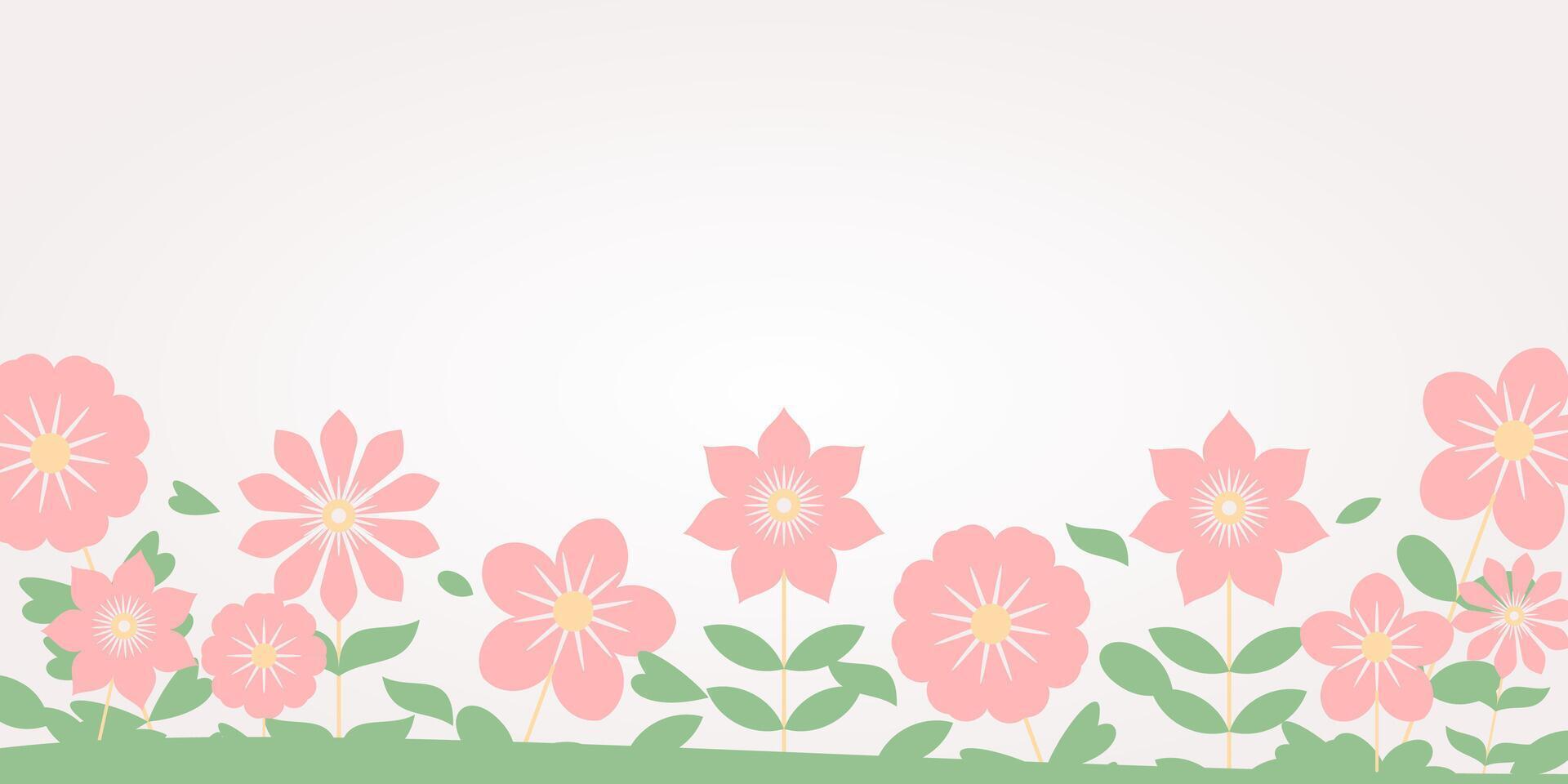 Pink Spring Background with Beautiful Flowers, Free Copy Space Area. Design for Banners, Posters, Greeting Cards, Web, Social Media. vector