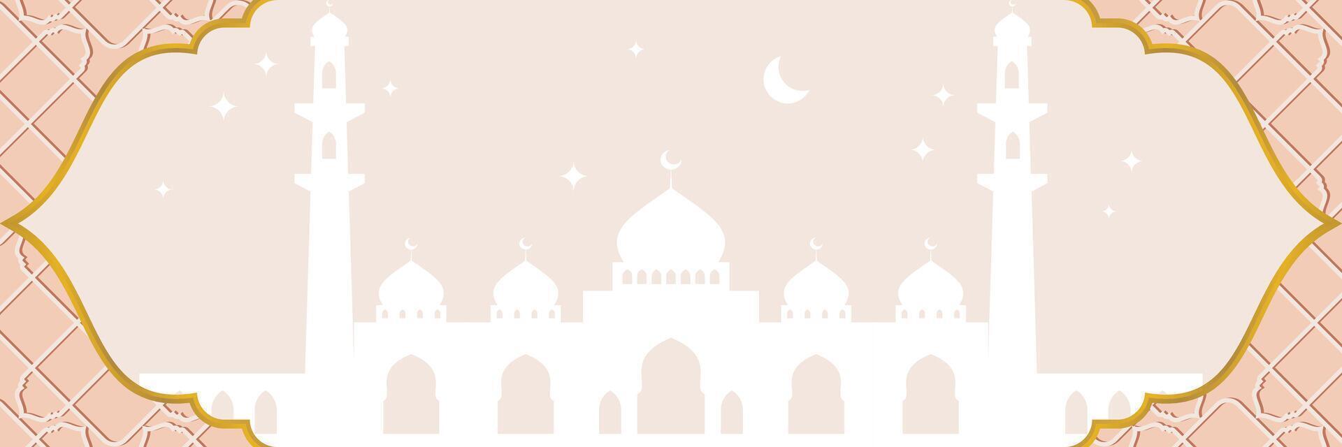 Luxury Islamic background, with mosque, star and dome icons. Banner template with empty space for text. vector illustration of Islamic holidays