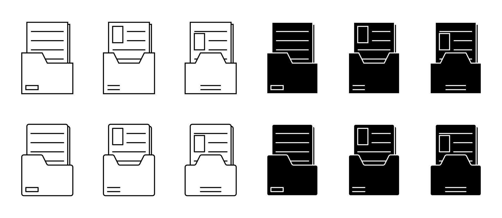 archivo carpeta icono colocar. documento símbolo. sencillo vector aislado en blanco antecedentes. diseño para aplicación, web, póster.