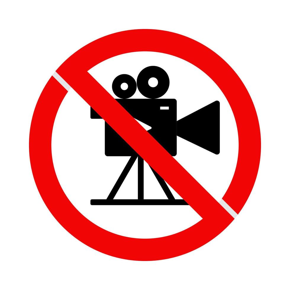 grabación o haciendo videos prohibido icono. moderno y sencillo diseño. vector para pegatinas, carteles, social medios de comunicación, pancartas, web.