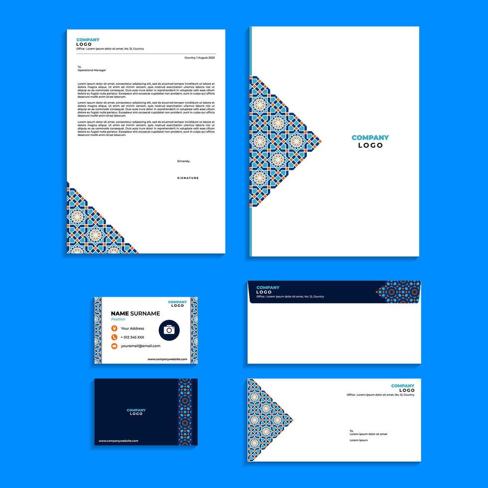 Abstract Geometric Office Stationery Equipment Set Design vector