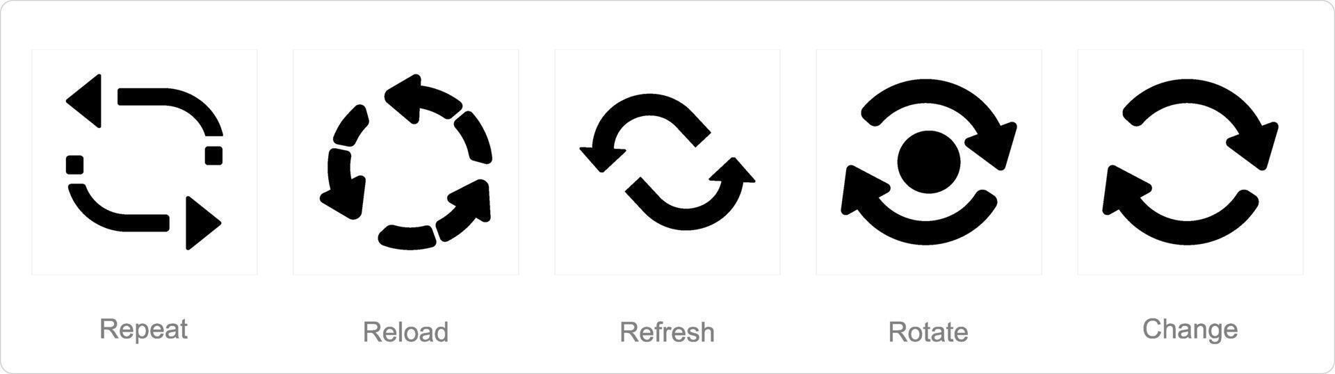 A set of 5 arrows icons as repeat, reload, refresh vector